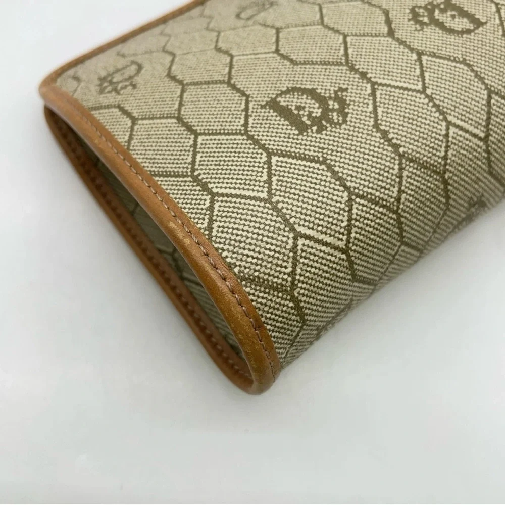Christian Dior Honeycomb Beige PVC Mini Purse Coin Case